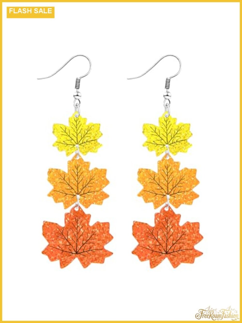 Thanksgiving Fall Maple Leaf Pumpkin Dangle Earrings Acrylic Lightweight